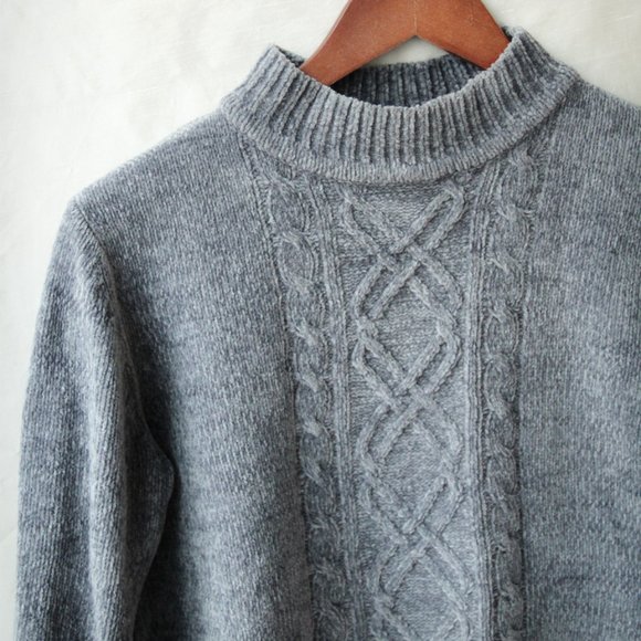 Cable Knit Blue Sweater - Picture 2 of 3